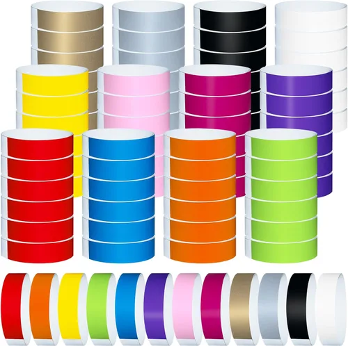Vista 6 de 1200 piezas de pulseras de papel de plástico para eventos, pulseras de color neón para conciertos, pulseras de identificación, pulseras de papel