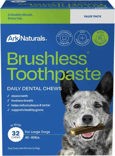 Vista 10 de Ark Naturals Pasta Dental sin Cepillo, Masticables Dentales para Perros de Razas Extra Grandes, Refresca el Aliento, Textura Única Ayuda a Reducir