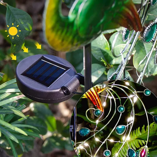 Vista 8 de Glintoper - Luces solares de jardín, estacas decorativas de metal con diseño de pavo de 39 pulgadas de altura para exteriores, regalos ideales