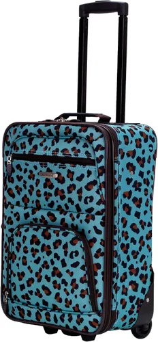 Vista 7 de Rockland Jungle Softside Juego de maletas verticales, Azul Leopard), F125