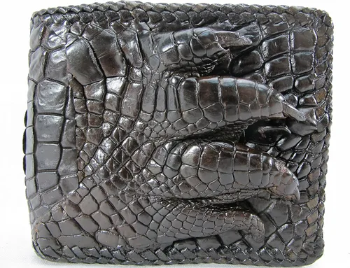 Vista 2 de Pelgio Cartera de piel de cocodrilo genuina hecha a mano de piel de cocodrilo