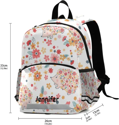 Vista 3 de Glaphy Mochila personalizada para niños, mochila infantil para guardería, mochila preescolar con nombre personalizado para niños y niñas, 3-erizo
