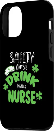 Vista 2 de iPhone 15 Safety First Drink With A Nurse Funny RN St. Patrick's Day Case