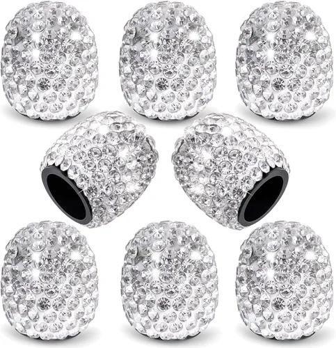 Vista 24 de 4 tapas de válvula de vástago de neumático de diamantes de cristal brillante, a prueba de polvo, tapas universales para válvulas de neumáticos