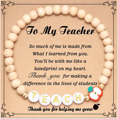 Vista 8 de PPJew Regalos para profesores, pulsera elástica de manzana para mujeres/hombres, regalos del día del maestro de parte de estudiantes