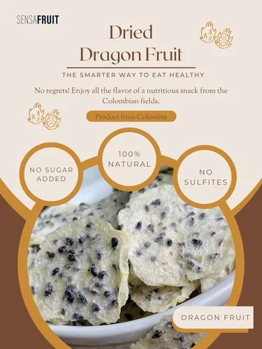 Vista 3 de SENSAFRUIT -Fruta de dragón seca 100% natural SIN AZÚCAR AÑADIDO, SIN SULFURED Sin gluten Bocadillo perfecto para tu familia Productores