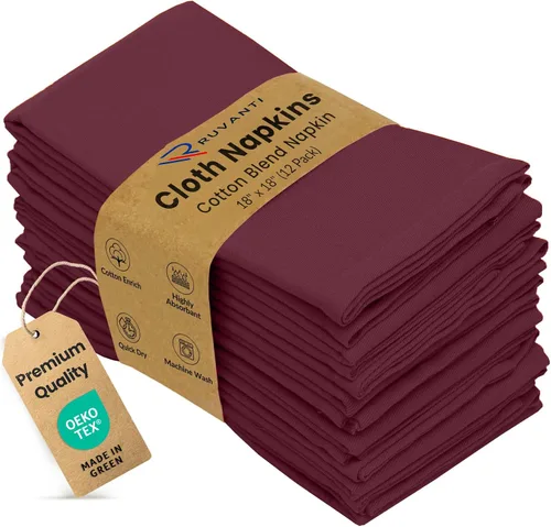 Vista 46 de Ruvanti - Juego de 4 servilletas de tela de 45x45 centímetros, lavables, suaves, duraderas, absorbentes, mezcla de algodón. Servilletas de mesa