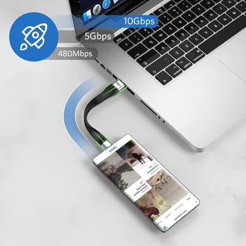 Vista 6 de Rixmie Cable corto USB-A a USB-C de 5.5 pulgadas, cable Android Auto para automóvil, carga rápida y sincronización de datos, ideal para automóvil