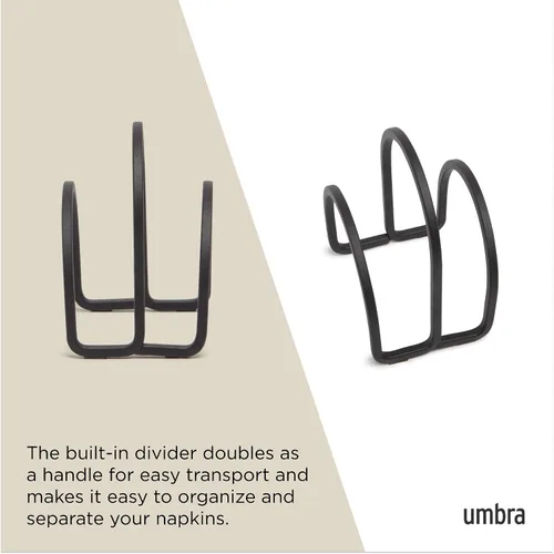 Vista 5 de Umbra Servilletero Squire para cena cuadrada y rectangular, cóctel, servilletas de almuerzo, diseño moderno de metal que parece hierro fundido