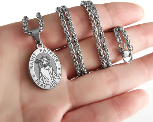 Vista 152 de P. BLAKE Collar ovalado de San Cristóbal, Miguel, José, Jude/Virgen María/José/Francisco/Patrick/Anthony/Benedict/Thomas para hombres y mujeres