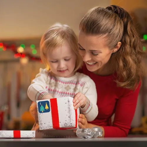 Vista 3 de 8 hojas de calcomanías de calendario de Adviento de Navidad con números de 1 a 24 lindas calcomanías de calendario de Navidad para manualidades