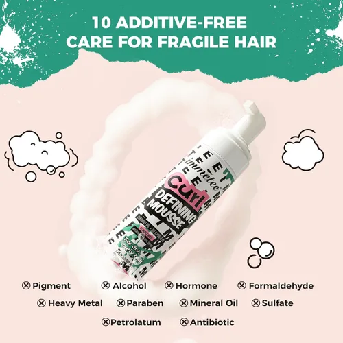 Vista 8 de immetee Mousse de pelo rizado, aceite de coco y proteína de seda para el control del encrespamiento, espuma de peinado extra para el bloqueo