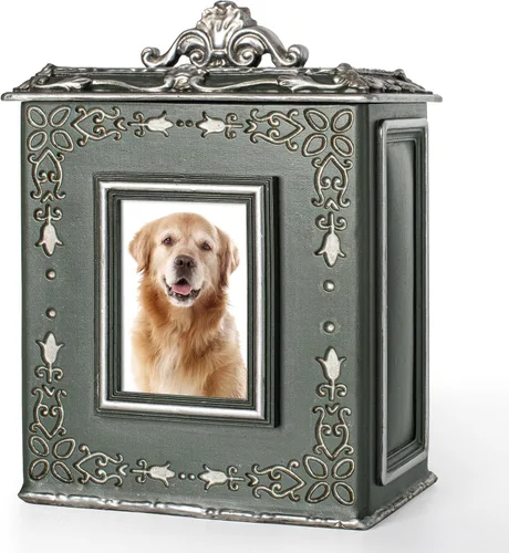 Vista 8 de AELS Urna de mascotas caja de memoria para recuerdos con ranura para fotos, urnas conmemorativas para perros para cenizas, urnas de cremación
