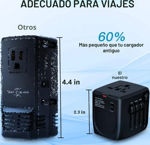 Vista 6 de Convertidor de viaje convertidor de voltaje convertidor de voltaje que reduce 220 voltios a 110 voltios para su uso en más de 200 países, incluidos
