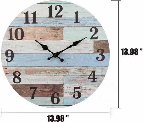 Vista 5 de Stonebriar - Reloj de pared de madera rústica, funciona con pilas, decoración de pared clásica de granja para la cocina, sala, dormitorio u oficina