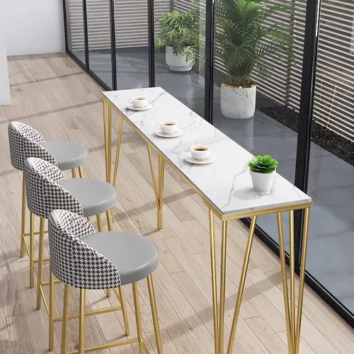 Vista 6 de Mesa de barra de altura de barra, mesa de bar de moda nórdica para el hogar, balcón, pared, mesa larga, sala de estar, mesa alta y silla, mesa