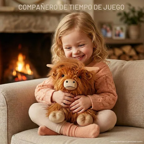 Vista 5 de SuzziPals Vaca de las Tierras Altas de Peluche Calentable y Enfriable, Almohadilla Calentable Microondable para Relajación y Alivio, Juguetes