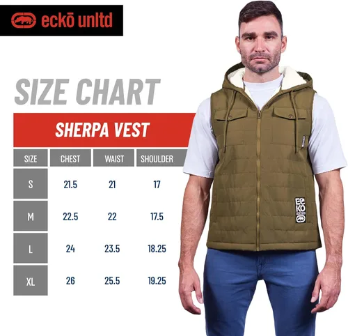 Vista 6 de Ecko Unltd Sleeveless Sherpa Lined Puffer Vest Mens Winter Travel Vest