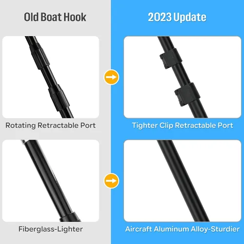 Vista 3 de SANLIKE Aluminum Boat Hook, 5 Section Telescopic Dock Pole, Black Scratch-Resistant Boat Hook With Luminous Bead, Improved Visibility At Docks