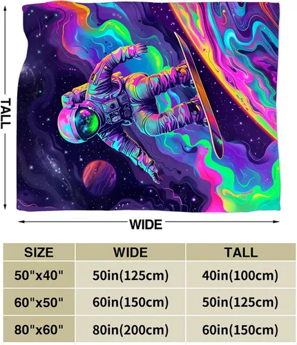 Vista 5 de Manta de Astronauta Manta de Tiro Espacial Regalos y Decoración de Astronauta Manta de Astronauta de Fantasía para Niños Niñas Mujeres Hombres Niños