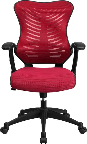 Vista 11 de Flash Furniture Kale Silla de oficina ergonómica giratoria ejecutiva de malla negra con asiento LeatherSoft y brazos ajustables Asiento ergonómico