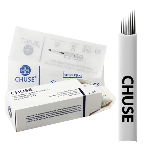 Vista 11 de CHUSE 14 Curvado 50pcs 0.007 in Nano Mircoblading Aguja Maquillaje Permanente Manual Ceja Tatuaje Aguja