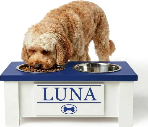 Vista 16 de GTW Soporte de Cuenco Elevado Personalizado para Perros Grandes, Medianos, Pequeños y Extra Pequeños - Cuencos de Acero Inoxidable para Comida