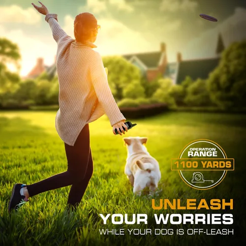 Vista 5 de INVIROX Collar de entrenamiento para perros con control remoto, collar de choque de 123 niveles para perros, rango de 1100 yardas, sistema