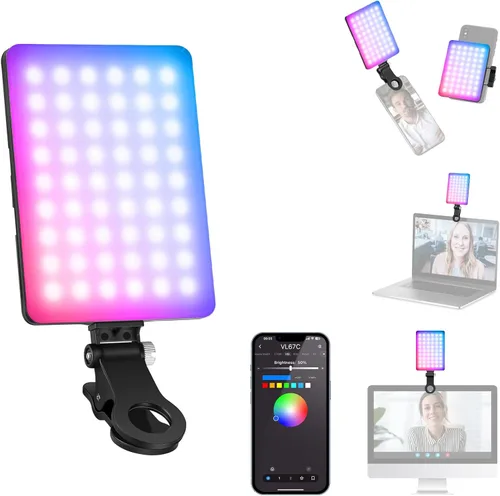 Vista 9 de NEEWER Versión de Nivel de Entrada Luz LED para Selfie, Clip de Plástico para Relleno de Luz en Teléfono para iPhone, 66 LEDs CRI92 Portátil