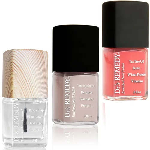 Vista 7 de Dr's Remedy - Kit de 3 esmaltes de uñas, kit ANNIVERSARY, fortalecedor de uñas enriquecido natural, no tóxico y orgánico, BRAVE Berry/TOTAL esmalte