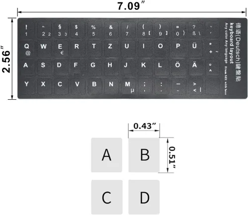 Vista 3 de Paquete de 2 calcomanías universales para teclado ruso para computadora portátil, PC, teclado de escritorio, calcomanías de repuesto para teclado