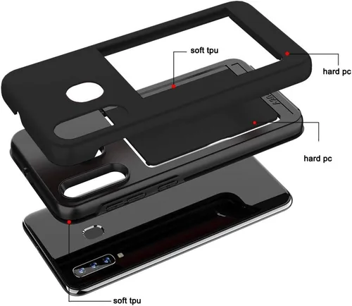 Vista 5 de Asuwish Funda para Samsung Galaxy A20 A30 A50 con protector de pantalla de vidrio templado y ranura para tarjetero, soporte para celular, Gaxaly