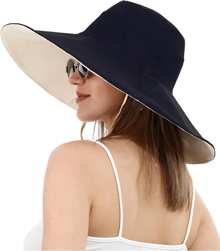 Vista 8 de Sun Hat for Women Wide Brim Reversible Double-Sided Cotton Fisherman Cap Caqui
