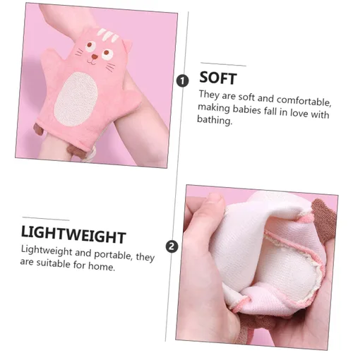 Vista 3 de 6Pcs Bath Mitts Washcloths Soft Body Cleaning Gloves with Cartoon Patterns for Gentle Scrubbers for Bath Enjoyment and Delicate Skin Care