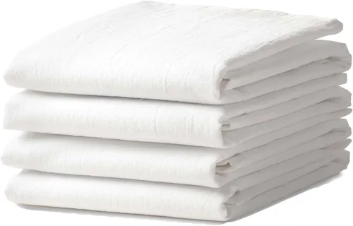 Vista 6 de Juego de 4 toallas de cocina grandes, resistentes y absorbentes, color blanco brillante, 20.5 x 30.5 pulgadas, lazo para colgar, toallas bien hechas