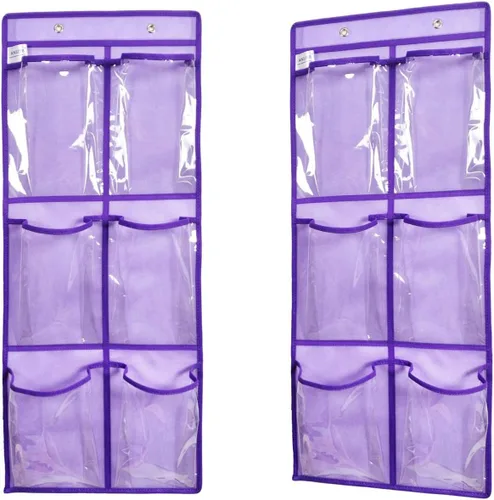 Vista 7 de Organizador de zapatos para colgar sobre la puerta, con 6 bolsillos grandes transparentes, paquete de 2 unidades (grande)