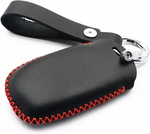 Vista 2 de Funda de cuero inteligente con 4 botones para llavero remoto para Kia K3 K6 Optima Cerato Forte Sorento Rio Rio5 Rondo Carens (negro)