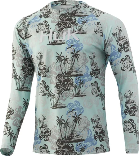 Vista 7 de Huk Pursuit Vented LS para hombre Refracción Fish Fade - San Sal/Wahoo