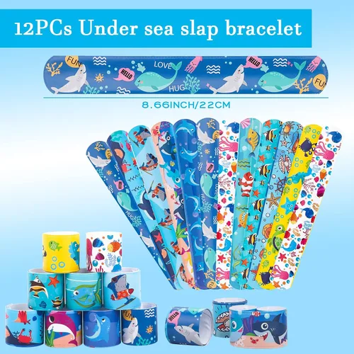 Vista 2 de 88 piezas de recuerdos de fiesta bajo el mar para niños, suministros de fiesta temática de animales marinos del océano para niños y niñas, lindos