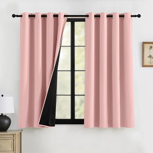Vista 23 de RYB HOME Cortinas 100% opacas de 63 pulgadas de largo, cortinas de ventana de eficiencia energética y reducción de ruido para dormitorio, sala