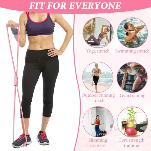 Vista 7 de Paquete de 2 bandas de resistencia de figura 8, fácil de usar, portátil, ideal para yoga, pilates y entrenamientos de cuerpo completo, perfecto