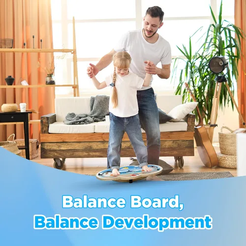 Vista 6 de Tabla de Equilibrio de Madera para Niños, Tabla Tambaleante para Equilibrio, Soporte de Tabla de Equilibrio para Niños Pequeños, Tablas