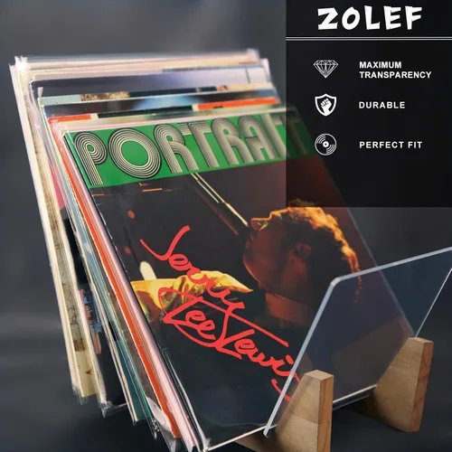 Vista 3 de Fundas exteriores para discos de vinilo, paquete de 50 unidades para discos de 12 pulgadas, ajuste holgado, cubierta protectora transparente, más