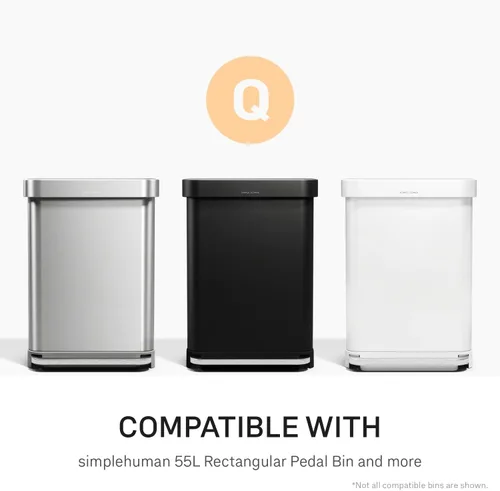 Vista 6 de simplehuman Code Q - Paquete de 40 dispensadores de forros personalizados, bolsas de basura con cordón, 50-65 litros/13-17 galones, color blanco