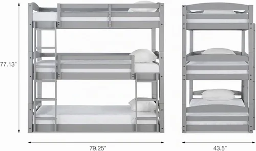 Vista 5 de Dorel Living Phoenix Triple Litera, Gris