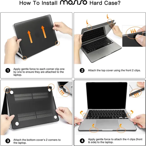 Vista 8 de Mosiso Funda para MacBook Air de 13 y 13.6 pulgadas, 2024, 2023 y 2022, M3 A3113, M2 A2681, Touch ID, carcasa rígida, cubierta de teclado, protector
