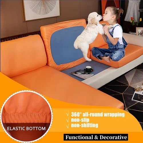 Vista 2 de Fundas de cojín de piel sintética, funda elástica para sofá, impermeable, protector de muebles de repuesto (A 1)