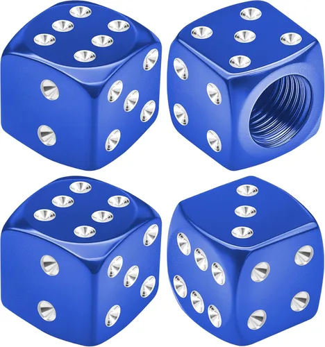 Vista 16 de 4 tapas de vástago de válvula de neumático estilo dado, tapas de neumáticos de automóvil, cubiertas de válvula de rueda de aleación de aluminio
