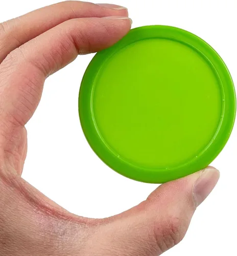 Vista 4 de Paquete de 12 discos de hockey de aire de 2.5 pulgadas para mesa de tamaño pequeño Verde
