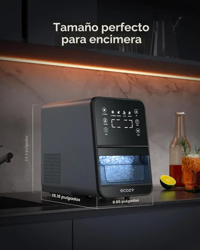 Vista 9 de ecozy Nugget Ice Maker - Encimera de hielo de guijarros masticable de 40 libras/24 horas, control de temporizador de un toque, máquina de hielo